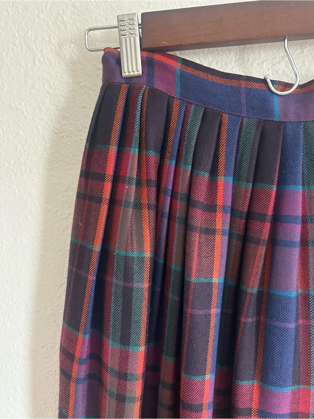 Vintage Ralph Lauren 100% Wool USA Made Pleated Plaid Midi Skirt Womens Size 6 - Picture 2 of 9